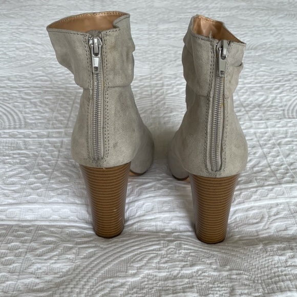 Gray Suede Chunky Tall Ankle Booties - Picture 3 of 3